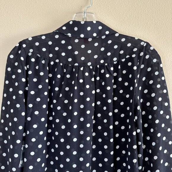 ModCloth Classic Polka Dot Chiffon Blouse, Navy White, XS NWOT - Picture 6 of 11